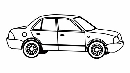 Sedan Car Side View Line Art – Simple Vehicle Vector Illustration
