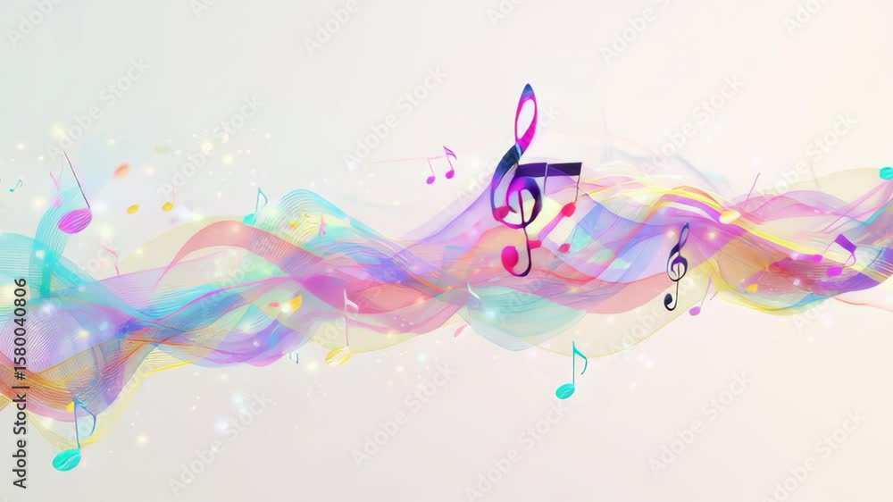 Aufkleber colorful abstract illustration featuring flowing musical notes and vibrant waves, creating a dynamic