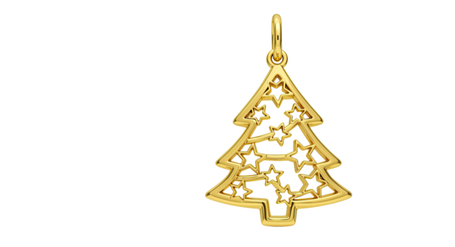 Gold Christmas Tree Pendant Ornament 1.