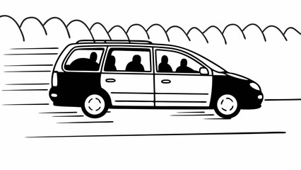 Moving Minivan Outline – Family Car Vector in Motion