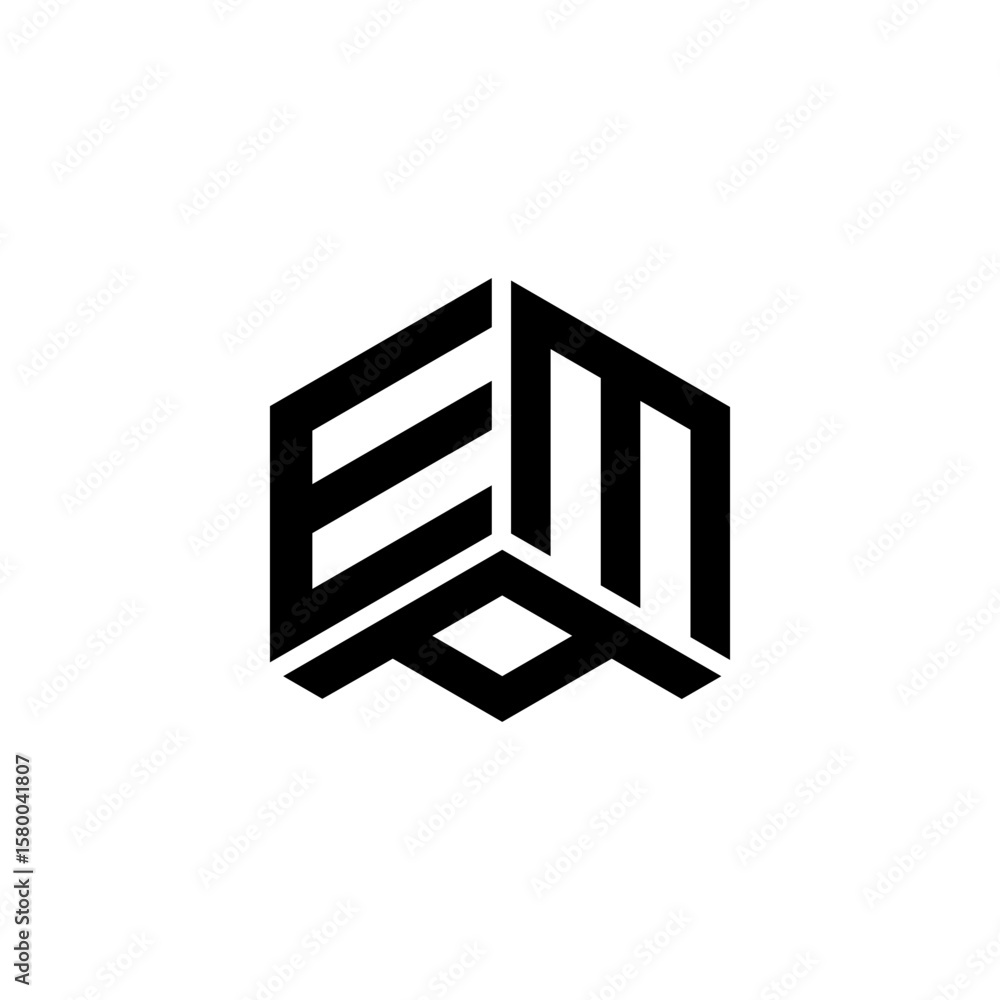 Aufkleber a black and white logo showcasing the initials 'ema' within a complex, three-dimensional geometric s