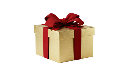 Obraz premium Gold Gift Box with Red Ribbon.