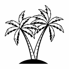 Twin Palm Trees Icon – Minimal Tropical Island Vector Art