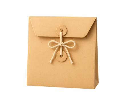 Kraft Paper Envelope Pouch with Cotton Thread Closure, Cutout Transparent PNG