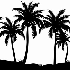 Palm Tree Silhouette Landscape – Tropical Forest Vector Illustration