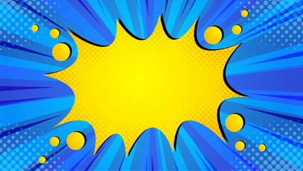 Vibrant comic book style explosion background with dynamic colors and shapes. Suitable for fun posters, comic book covers, and event promotions.