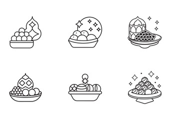 set of ramadan traditional sweets vector illustration