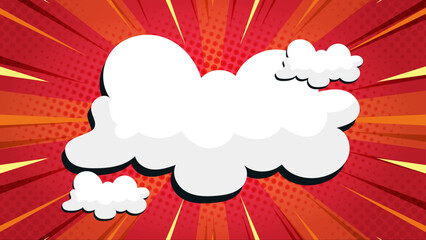 Red comic book speech bubble perfect for adding text to posters, websites, comics, or social media posts. Playful and attention-grabbing.