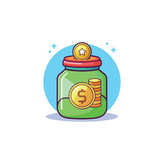Money jar for saving or tipping symbol cartoon illustration vector