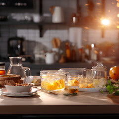 Super Blurry Background with Light Kitchen Photorealistic Style