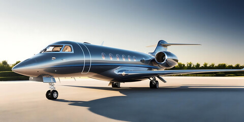 Obraz premium Airplane on the Ground at Airport During Sunset with Lights