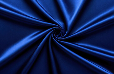 Smooth blue satin background. Navy color. Luxurious silky, elegant.