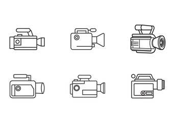 camcorder icon line art vector illustration
