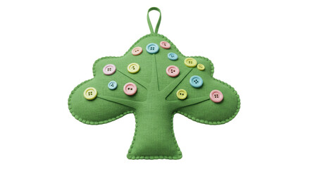 Green Fabric Tree with Buttons Decoration.
