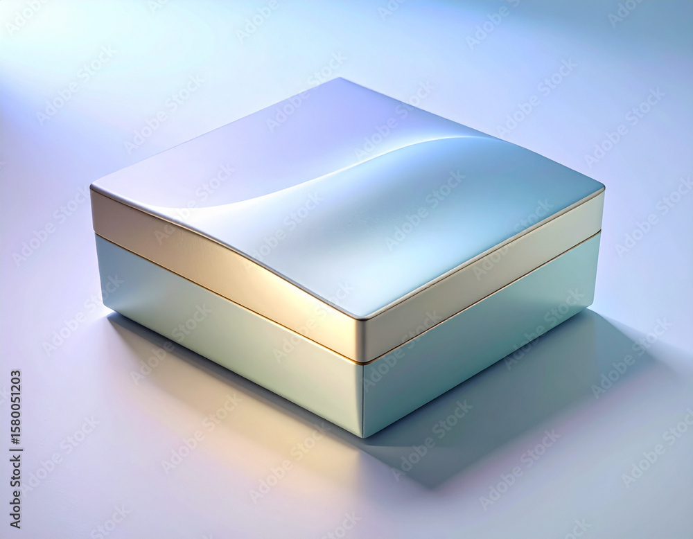 Aufkleber minimalist 3d render of a sophisticated square box featuring a modern metallic finish with subtle ir