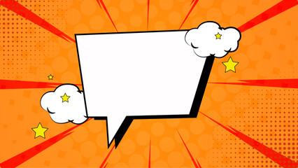 Orange speech bubble suitable for adding text in a comic book or graphic design project, emphasizing dialogue or quotes.