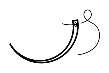 Surgical Needle and Suture Needle Icon on white background.
