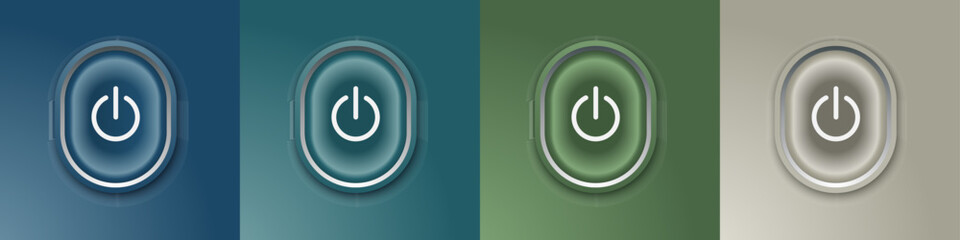 Sue four buttons of different colors. All of them are the same size and shape. All are connected to a power source. Vector