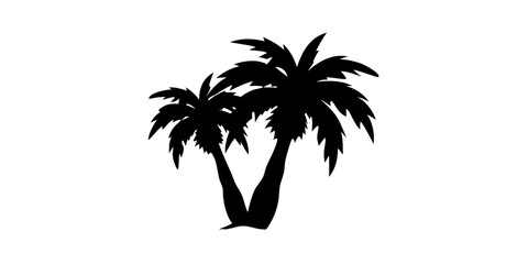 Twin Palm Tree Silhouette Vector – Tropical Beach Island Graphic Design