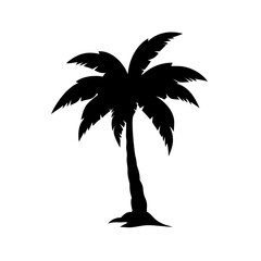 Single Palm Tree Silhouette Clipart – Tropical Island Vector Graphic