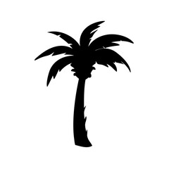 Palm Tree Silhouette Icon – Tropical Beach Vector Clipart