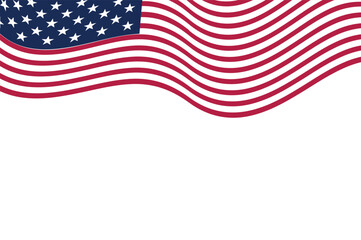 USA waving flag. American national symbol isolated on white background. Banner design element