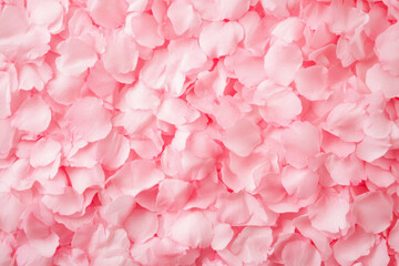 Numerous soft pink flower petals are naturally scattered across a light surface, creating an elegant and delightful natural surface texture.