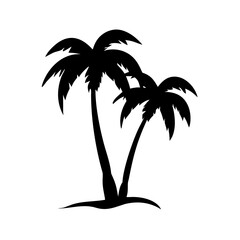 Twin Palm Tree Silhouette – Tropical Island Vector Art