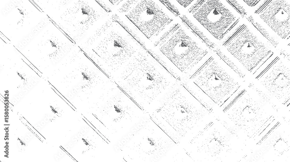 Poster grunge diamond grid texture background. rough geometric shape pattern with distressed sketch effect.