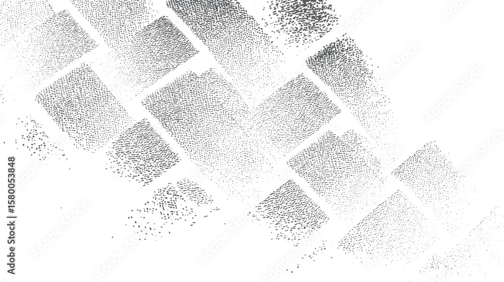 Poster diagonal halftone grunge tile pattern texture. abstract distorted ink dot layout with vintage noise 