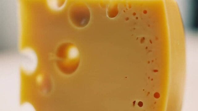 Cheese Slice Holes Close Up Rotation