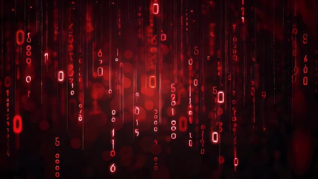 Red digital rain
