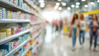 Pharmacy aisle with blurred shoppers (1)