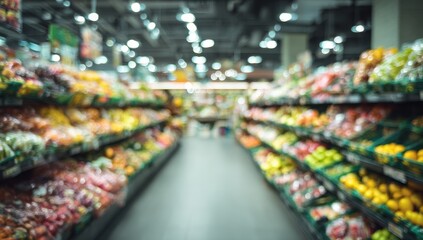Fototapeta premium Blurred supermarket produce aisle