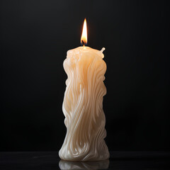 White Pillar Candle with Flame Viewed from Top Alternative Stock Image