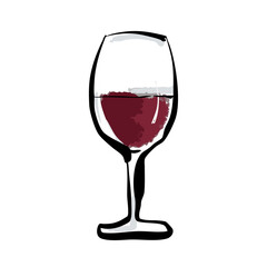 手書き筆書きの赤ワインの透過イラスト