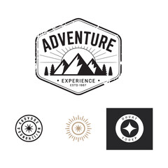 Obraz premium Unique adventure mountain logo Modern and minimalist vector and abstract logo