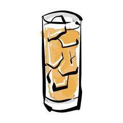 手書き筆書きのハイボールの透過イラスト