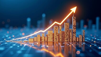 Abstract financial data showing stock market growth on a digital blue monitor with a pulse line chart