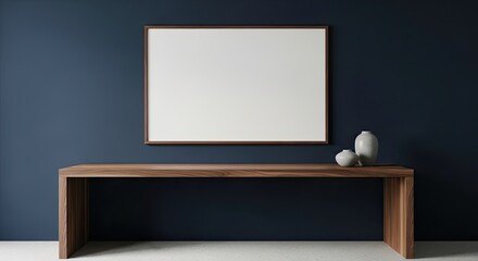 Horizontal frame mockup in modern minimalist home office