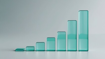 Abstract 3D glass graph symbolizing financial growth in a modern minimalistic design.
