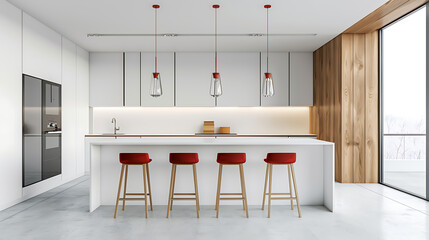 Interior home kitchen with wood accents