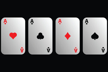 playing card suit icon, four aces playing cards icon.