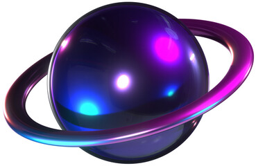 Ring planet cyberpunk abstract 3D illustration