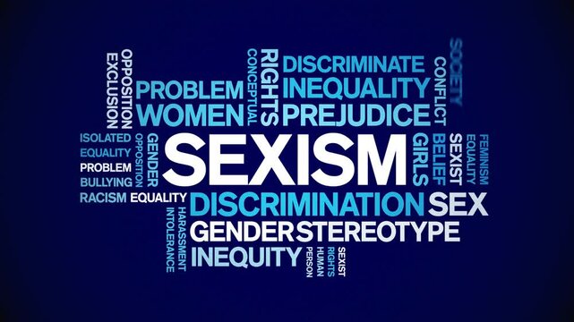 Sexism animated word cloud-text design animation tag kinetic typography seamless loop.