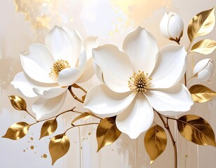 Elegant white flowers with gold accents
