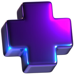 Obraz premium Plus sign cyberpunk abstract 3D illustration