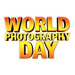 Ai generated image of world photography day text isolated on white background
