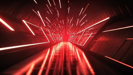 Futuristic corridor with dynamic red lights creating a vibrant atmosphere in a sleek, modern environment - Powered by Adobe