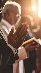 Hands in prayer, church service